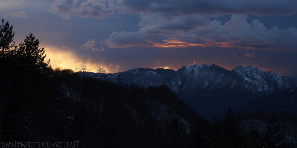 Memoriante e Penna di Lucchio al tramonto
